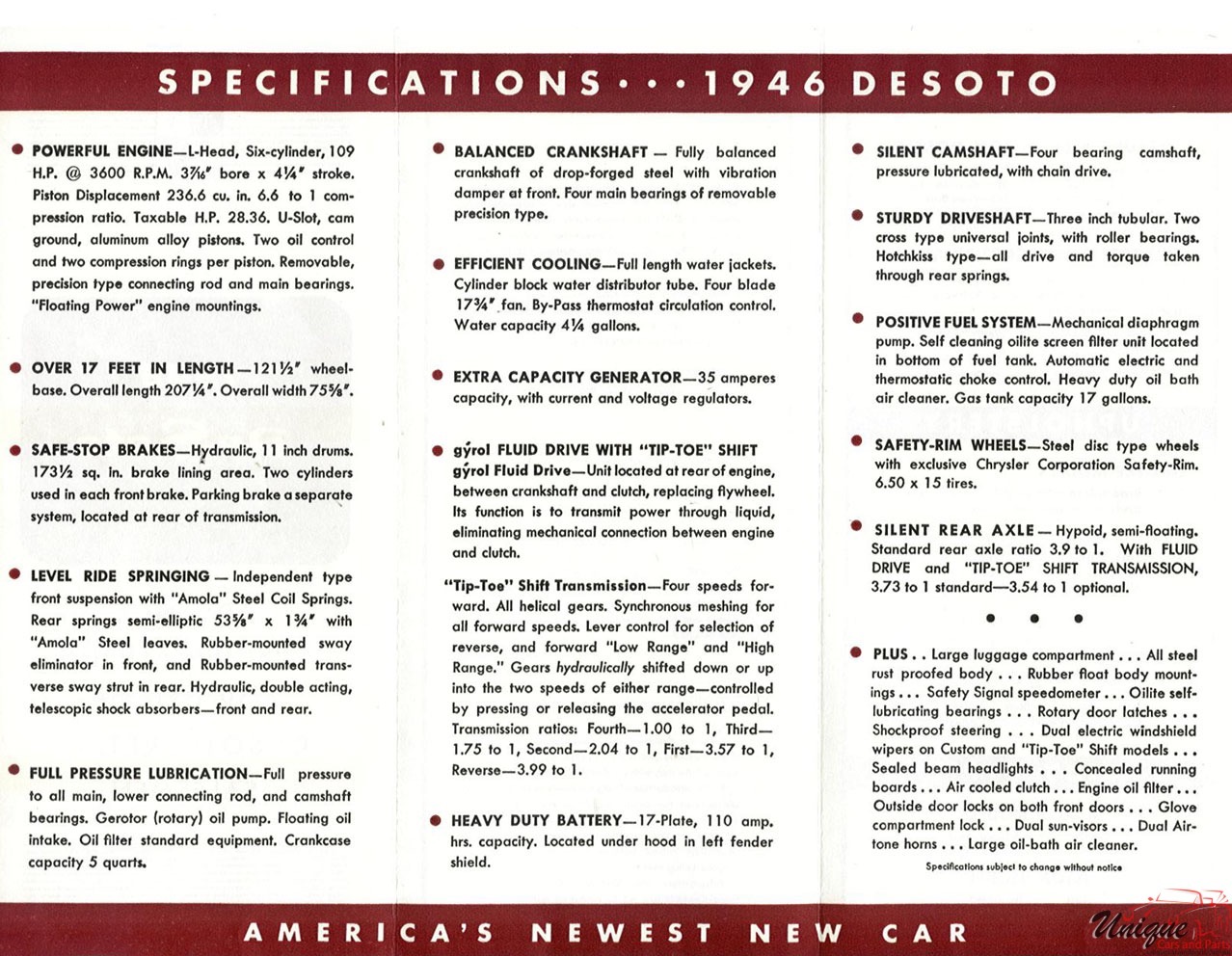 1946 DeSoto Advance Information Brochure Page 2